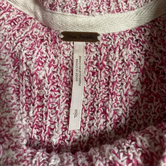 Free People Linen Cotton Electric City Sweater Marled White Pink Flowy Pullover - Picture 7 of 13